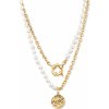 JwL Luxury Pearls Štýlový pozlátený náhrdelník s pravými riečnymi perlami JL0798