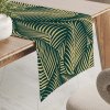 Biante Bavlnený behúň na stôl Sandra SA-569 Veľké béžové listy na zelenom 35x120 cm