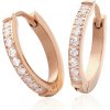 Náušnice malé krúžky rose gold so zirkónmi z chirurgickej ocele S655130