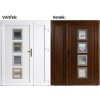 Dvojkrídlové vchodove dvere plastové Soft 010 Inox+Panel Plný, Zlatý dub/Biela, 150x200 cm, ľavé