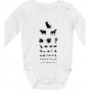 Očný test zvieratká Body dojčenské s dlhým rukávom biele