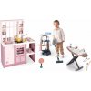 Set kuchynka elektronická a upratovací vozík Loft Fleur Pink 360° Smoby s tyčovým vysávačom a žehliaca doska