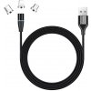 Colorway Nabíjecí Kabel 3v1 Lightning+MicroUSB+USB-C/ Magnetic/ 2.4A/ Nylon/ Quick Charge 3.0/ 1m CW-CBUU038-BK