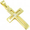 MYRO Zlatý prívesok - Krížik so zirkónom