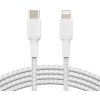 BELKIN kabel oplétaný USB-C - Lightning, 1m, bílý