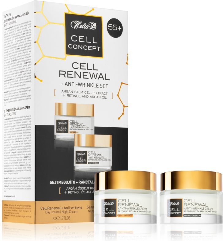 Helia D Cell Concept denný krém proti starnutiu pleti 55+ 50 ml + nočný krém proti prejavom starnutia pleti 55+ 50 ml darčeková sada