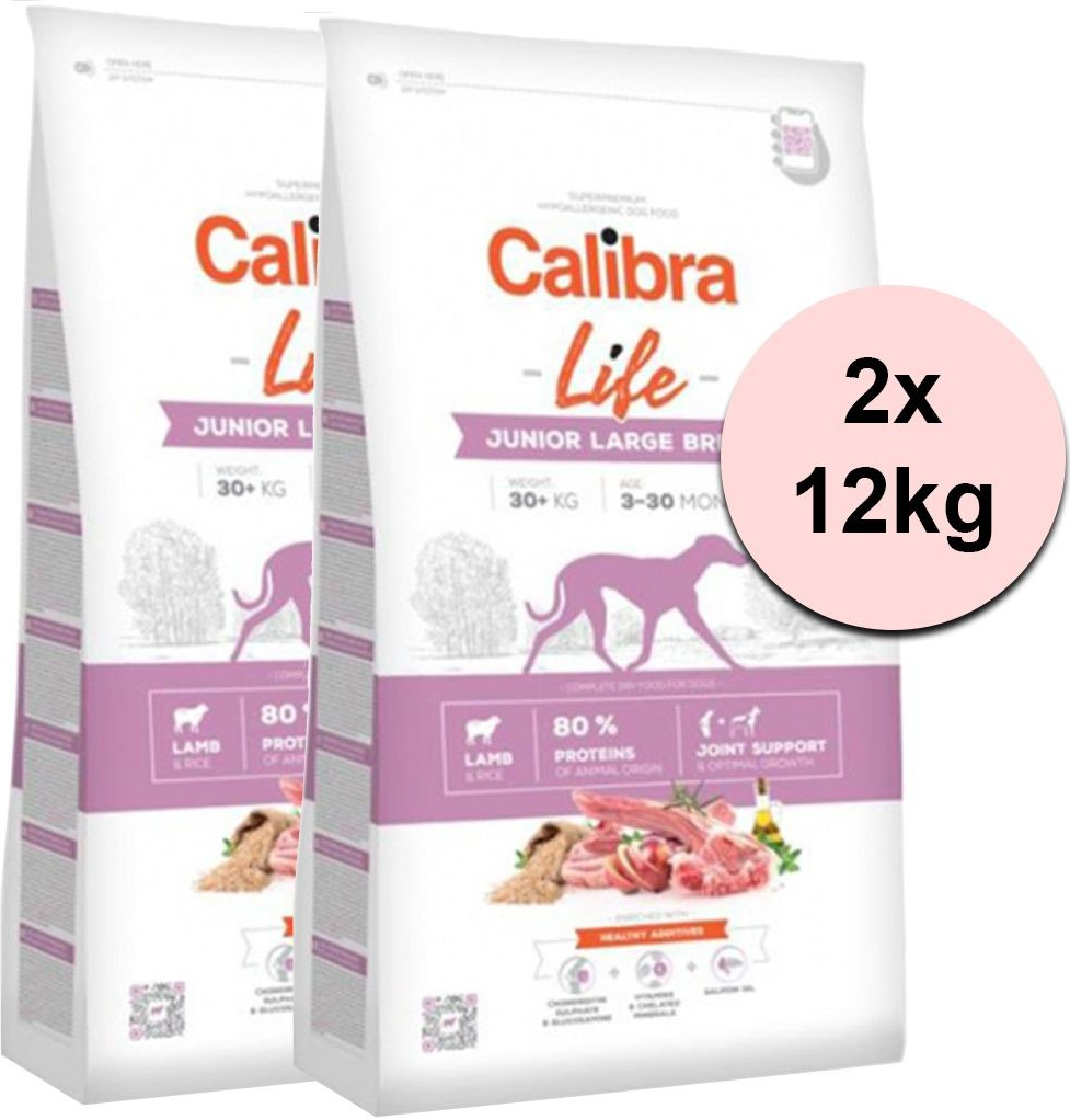 Calibra Dog Life Junior Large Breed Lamb 2 x 12 kg