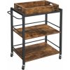 Servírovací vozík s odnímateľným podnosom, rustikálny hnedý