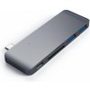 Replikátor portov Satechi Aluminium Type-C Passthrough USB Hub (3x USB 3.0, MicroSD) - Space Grey (ST-TCUPM)