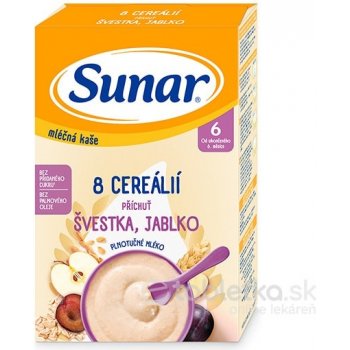 Sunar mliečna kaša s 8 cereáliami slivka, jablko 210 g