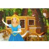 DIMEX | Vliesové fototapety na stenu Princezná a kočiar MS-5-1416 | 375 x 250 cm | zelená, modrá, žltá + Vliesová fototapeta na stenu DIMEX Princezná a kočiar MS51416 v rozmere 375 x 250 cm