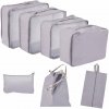 Organizéry do kufra cestovná sada 7 kusov odevných úložných doplnkov nepremokavé tašky taška na make-up taška na topánky šedá
