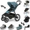Set 10v1 Thule Urban Glide 4-wheel Mid Blue s magnetickou sponou + madlo + vanička Mid Blue + pláštenky a moskytiéry Thule + Autosedačka Thule Maple Black s ISOFIX základňou Thule Alfi a adaptéry
