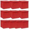 Vidaxl Úložné boxy s vrchnákmi 10 ks červené 32x32x32 cm látkové