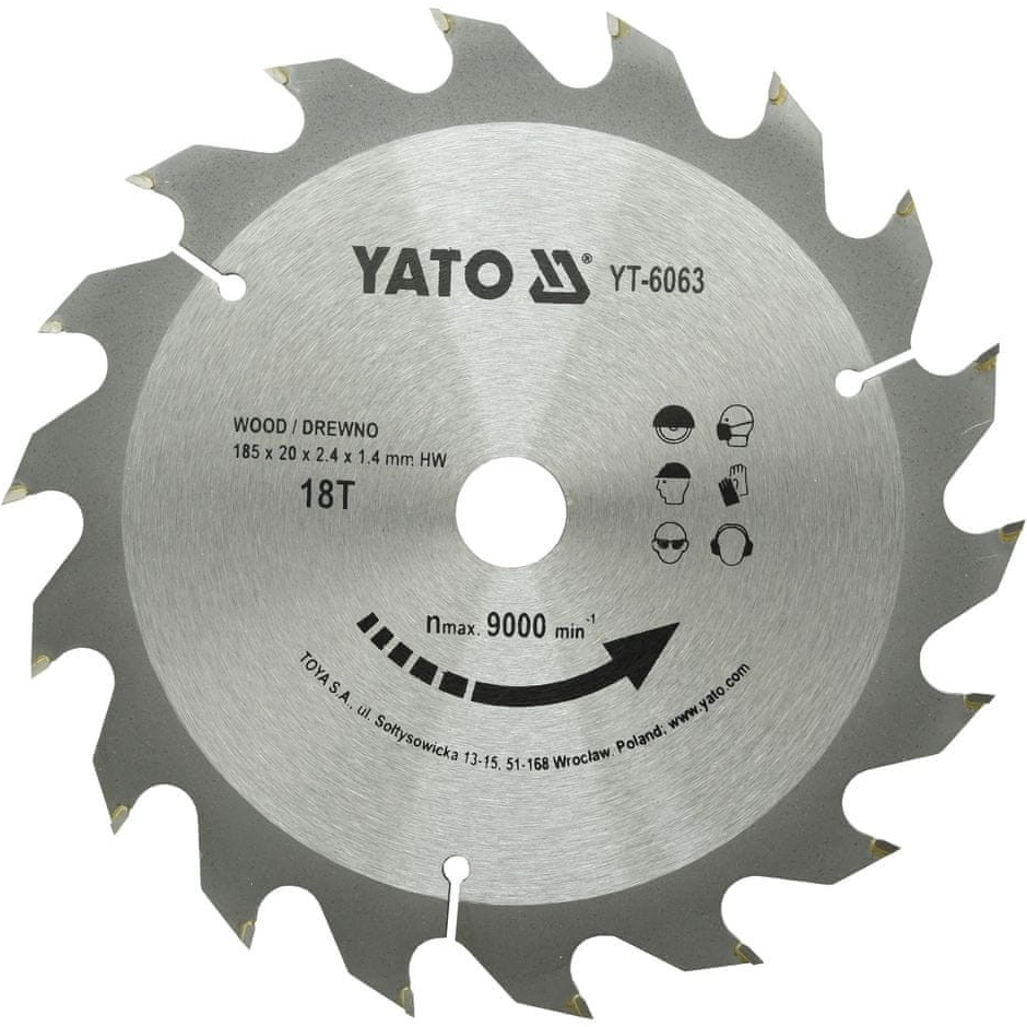 Yato Kotouč na dřevo 185 x 20 mm 18z YT-6063
