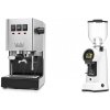 Gaggia New Classic E24 BC, stainless steel + Eureka Helios 75, white