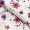 PVC obrus Fialové kvety s ornamentami na bielom PV-211 - metráž š. 140 cm