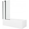 MEXEN/S - Vega obdĺžniková vaňa 180 x 80 cm s panelom + vaňová zástena 80, transparent, čierna 550118080X9408117000