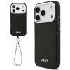 DKNY PU Leather Metal Logo Wrist Chain MagSafe Zadní Kryt pro iPhone 17 Pro Black