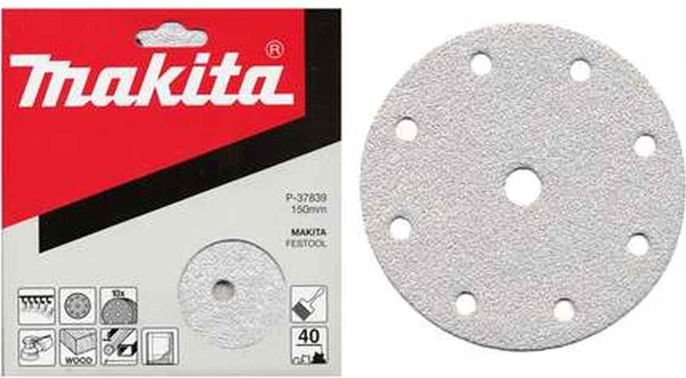 Makita P-37895 Brúsny papier na suchý zips 150 mm, 8+1 otvorov Z180, 10ks