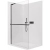 CERANO - Sprchová zástena Walk-in Onyx L-ľavá vzpera + polička/držiak na uteráky - 8 mm - čierna matná, transparentné sklo - 40x200 cm