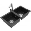 MEXEN/S MEXEN/S - Mario granitový drez 2-bowly vrátane batérie Rita, čierny/strieborný metalik 6504-73-670300-00