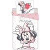 Bielo-ružové bavlnené detské obliečky na jednolôžko 140x200 cm Minnie 