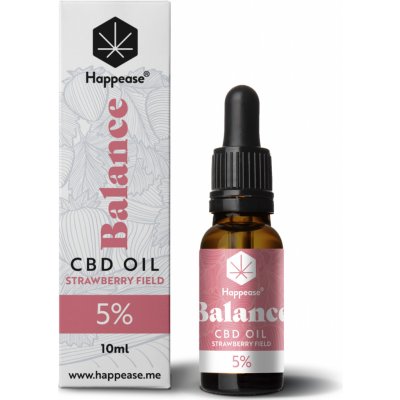 Happease Balance CBD Olej Strawberry Field 5 % CBD 500 mg 10 ml