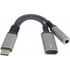 PremiumCord Redukce USB-C /3,5mm jack s DAC chipem + USB-C pro nabíjení 13cm 8592220022891
