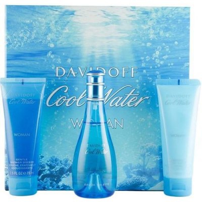 Davidoff Cool Water Woman Veľká darčeková sada dámska toaletná voda 100 ml, telové mlieko Cool Water 75 ml a sprchový gel Cool Water 75 ml