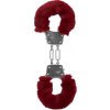 Chlpaté kovové manžety na ruky - červené - Ouch! by Shots Furry Metal Hand Cuffs Red