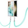 Plastový kryt Marble Lanyard na Samsung Galaxy S24 Ultra 5G - Zelená 003