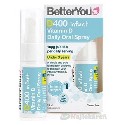 Better You Vitamín D 400 Infant orálny sprej bez príchutí 1x15 ml