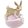 Clayre & Eef Dekorácia zajačik na ružovom vajíčku s mašľou - 8*6*12 cm - Clayre & Eef
