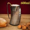 Mythrojan Vikingský korbel z rohu s rytinou a koženým závěsem, 600 ml