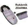 Zimný fusak s kožušinou + rukávnik zadarmo, Baby Nellys, 50 x 100cm, sivý