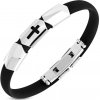 CITY STORM Pánsky silikonový náramok čierny s krížom