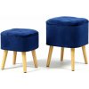 Sada zamatových taburetiek ROY - tmavo modré