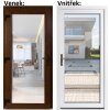 Lacné vchodové dvere plastové Soft WDS 3/3 sklo Číre Zlatý dub-Biela 100x210 cm, ľavé, otváranie VON
