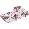 Textilomanie Biela vianočná mikroplyšová deka Santa na bicykli 180x200