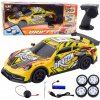 RC športové auto s podsvietenou karosériou a driftovacími kolesami – žlté
