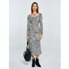 BIG STAR DÁMSKE MIDI ŠATY Z VISKÓZY S POTLAČOU ČIERNO-KRÉMOVÉ KIARA 906 XL