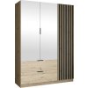 | Šatníková skriňa so zrkadlom VISTA 150x215 cm dub artisan/grafit | MT0119