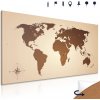 Obraz na korku moderná mapa sveta v sépiovom prevedení