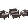 Záhradný nábytok Keter Corfu set dvojsedák + dve kreslá + stôl hnedý, 610398