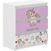Detská komoda s 3 zásuvkami, UNICORN PINK