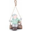 Postavička MagicHome Vianoce, Chlapček na hojdačke so sovičkou, závesná, keramika, 34,5x25,5x39,5 cm