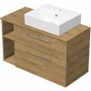 INTEDOOR Kúpeľ.skriňa+umývadlo BEE, úchyt chróm, 100cm, regál vľavo, dub Hickory