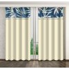 Elegantné béžovo-modré závesy so vzorom palmových listov Dĺžka: 250 cm