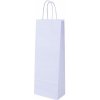 Papierová taška na víno, stáčané ušká, 140x80x390mm, biela